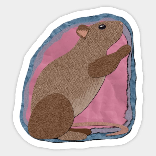 Paper craft rat Sticker by Black Squirrel CT